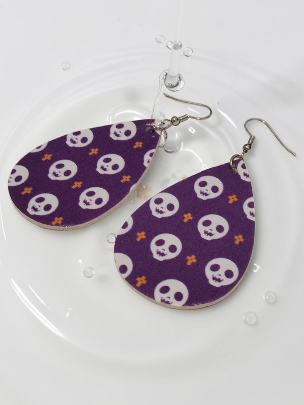 10 / $10 New  Purple Skull Teardrop Earrings for Kids
